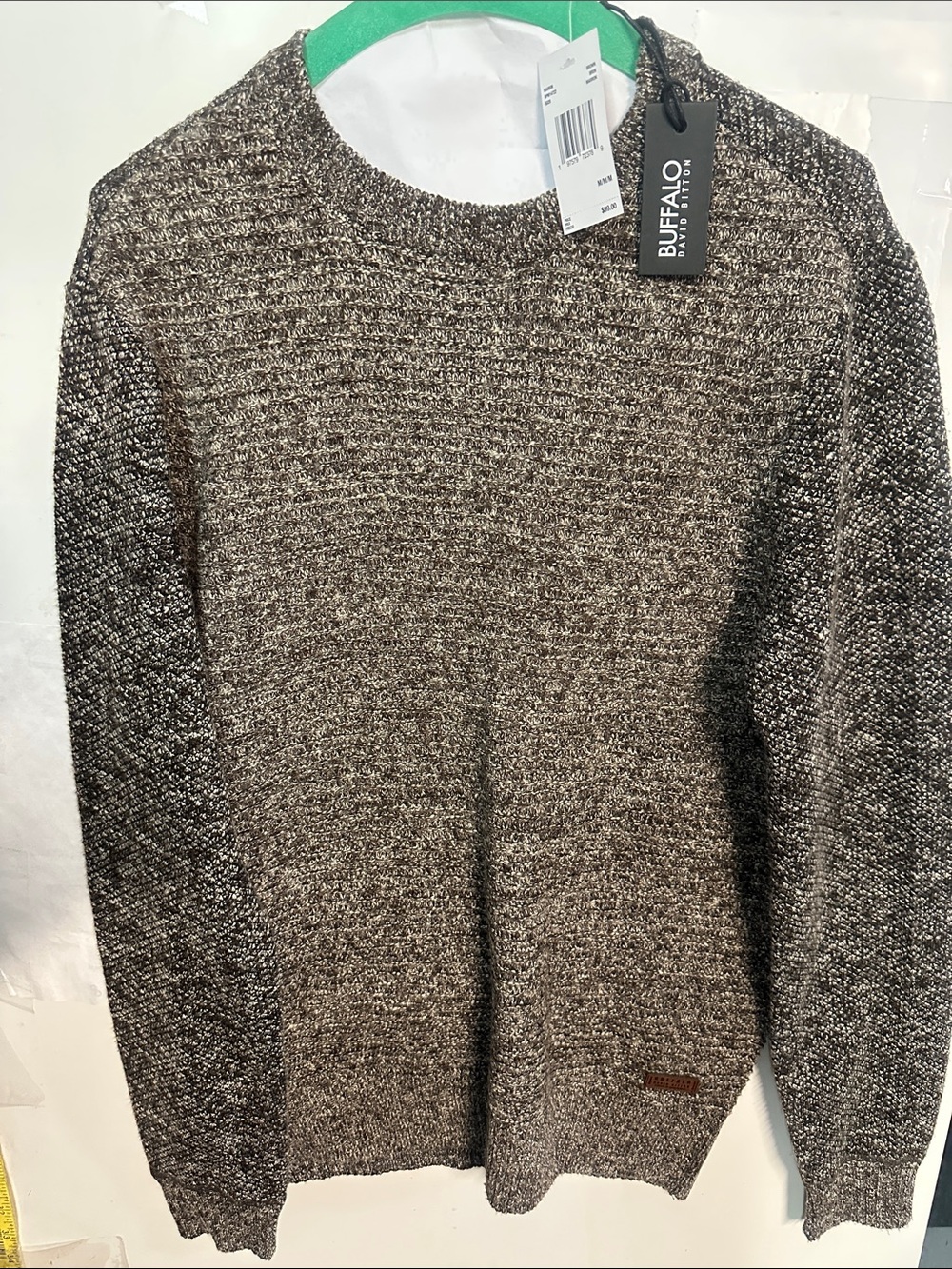 Buffalo David Bitton Men's Brown Marled Crewneck Sweater with Ribbed Trim size M